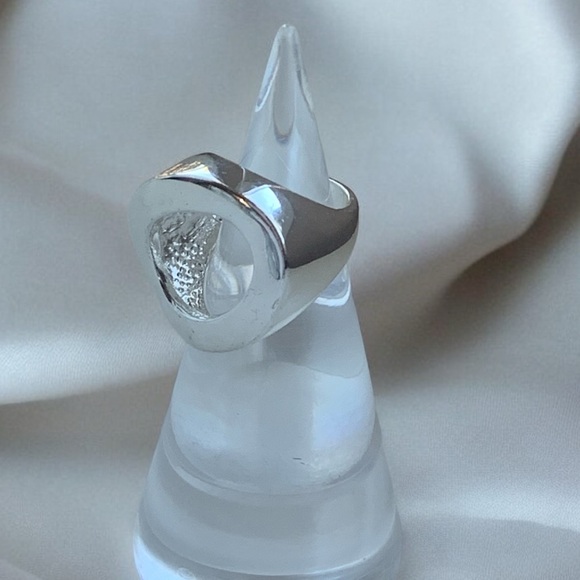 Modernist Open Work Silver Plated Chunky Fashion Ring Costume Jewelry NEW - Picture 4 of 7